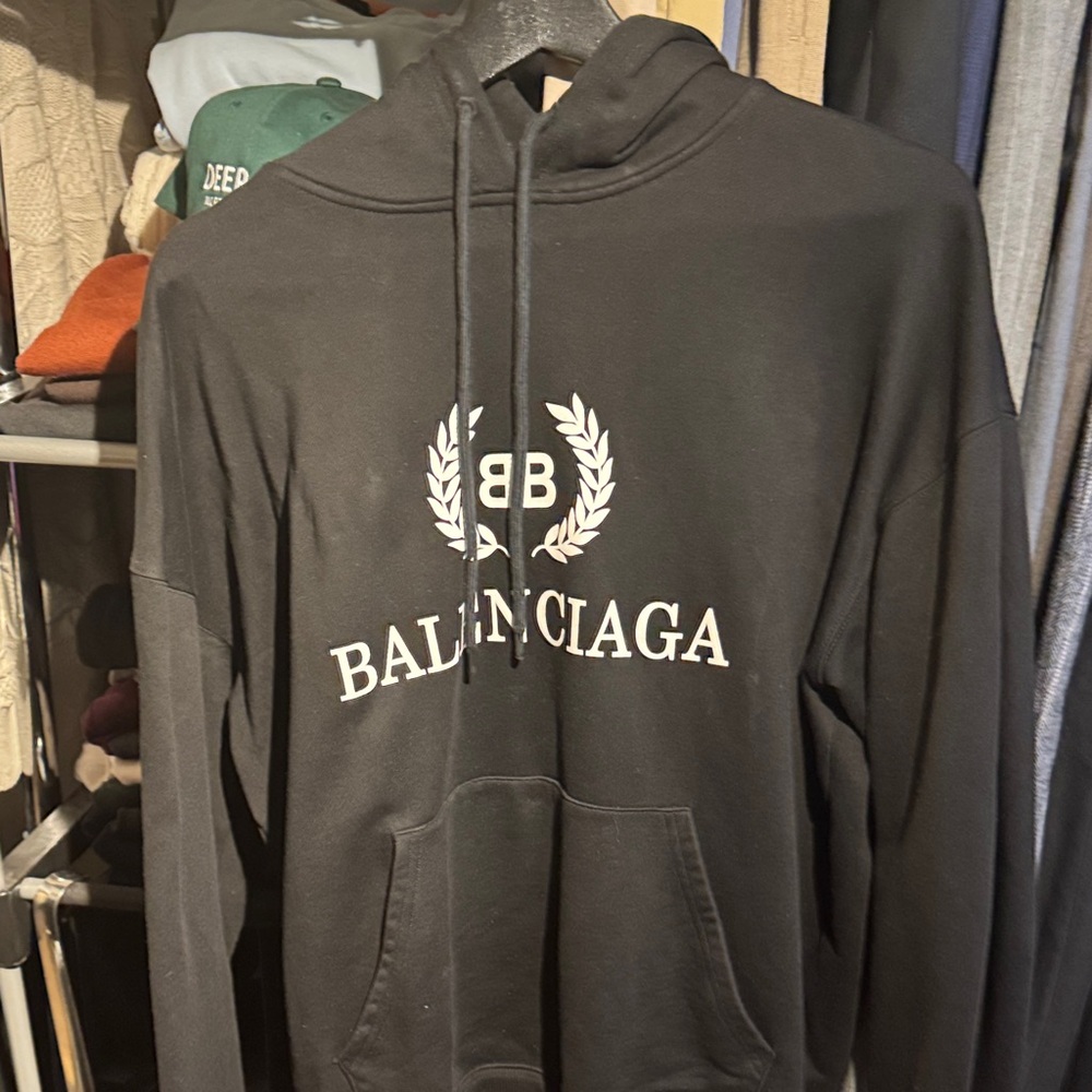 Balenciaga Black Logo Hoodie for Men